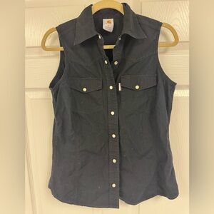 Carhartt Black Sleeveless Button-Down Shirt